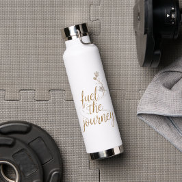 Fuel the Journey – White & Gold Floral Travel Bott Trinkflasche