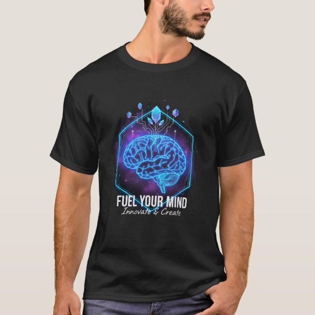"FUEL YOUR MIND" Tech Brain T-Shirt: T-Shirt (Vorderseite)