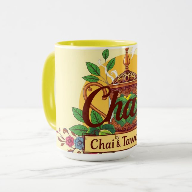 Fueled By Chai & Tawakkul | Floral Islamic Teapot  Tasse (Vorderseite Links)