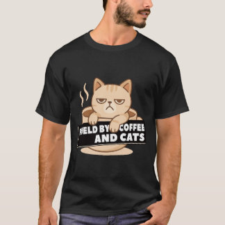 Fueled by Coffee and Cats Cute Sleepy Cat Design T-Shirt