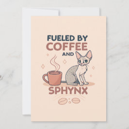 Fueled by Coffee and Sphynx Cat Art Feiertagskarte