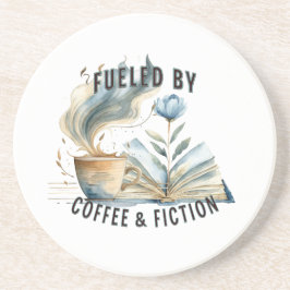 Fueled by Coffee & Fiction Sandstone Coaster Getränkeuntersetzer