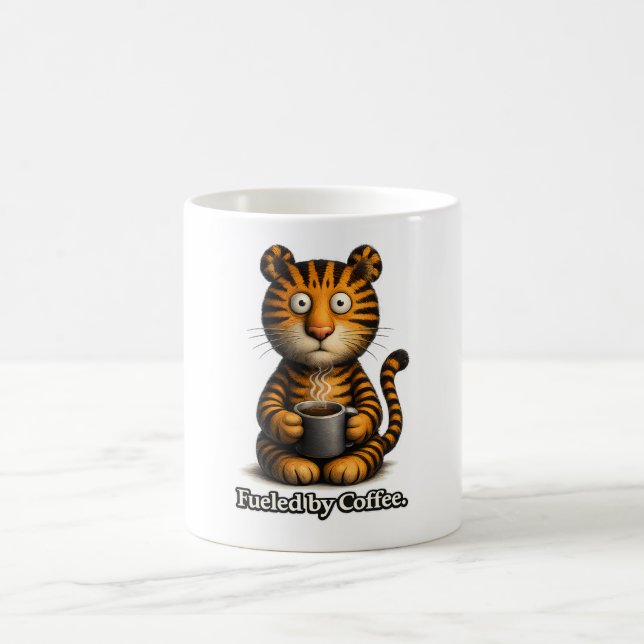 🐯☕ “Fueled by Coffee” Tiger Mug 🔥🧡 Kaffeetasse (Mittel)
