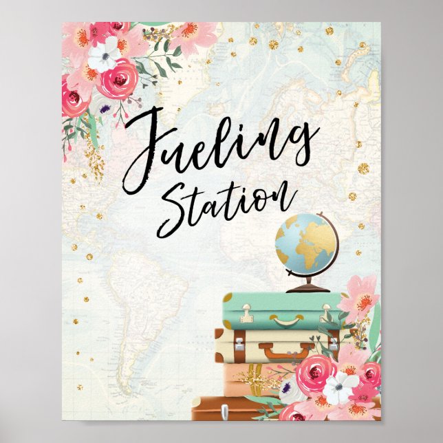Fueling Station Bar sign Travel Shower Miss an Mrs Poster (Vorne)
