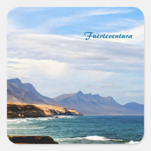 Fuerteventura Ozeanküste Reise Kunst Quadratischer Aufkleber