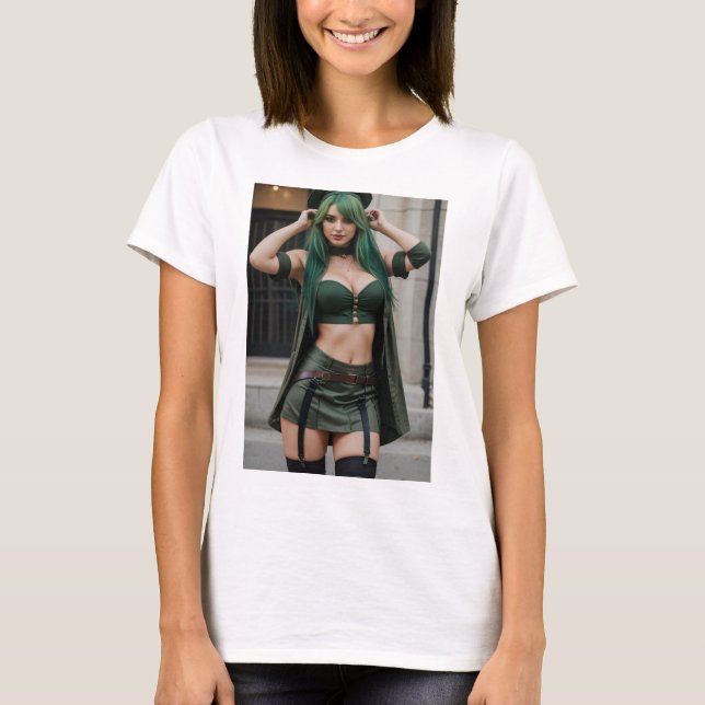 Fuerza y Estilo: Cosplay Militar Verde T-Shirt (Vorderseite)