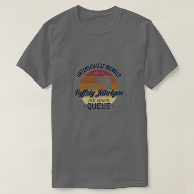 Fuffzig Jdhunger mit Queue Billiard Snooker 50. T-Shirt (Design vorne)