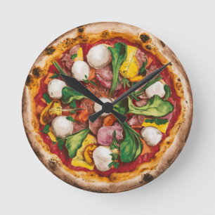 Fugazza Pizza Runde Wanduhr
