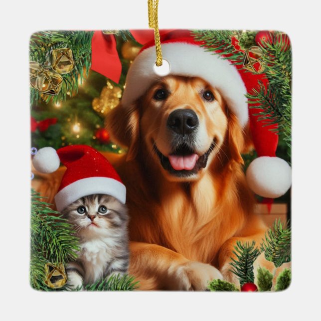 Füge deinen Begleiter oder das Foto/den Weihnachts Keramikornament (Vorderseite)