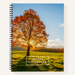 Füge Deinen Namen hinzu Baum am Feuer Notizbuch