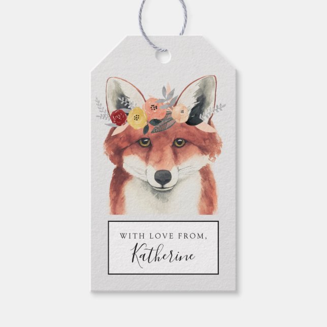 Füge Deinen Namen hinzu | Blume Crown Forester Fox Geschenkanhänger (Vorderseite)