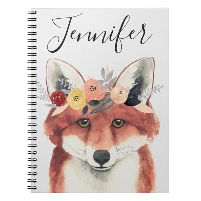 Füge Deinen Namen hinzu | Blume Crown Forester Fox Notizblock (Vorderseite)