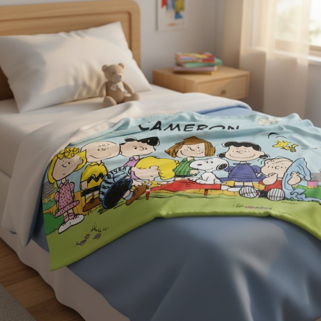 Füge Deinen Namen hinzu | Charlie Brown und Gang Fleecedecke (Von Creator hochgeladen)
