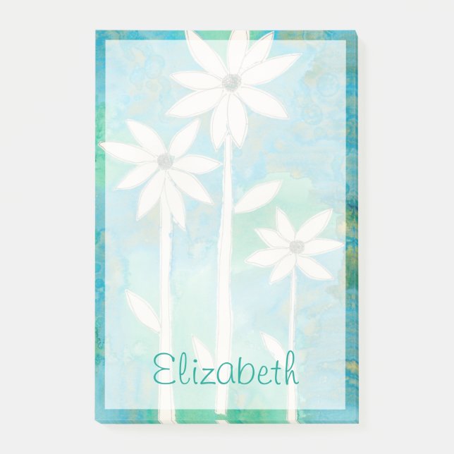 Füge Deinen Namen hinzu | Dainty Daisies II Post-it Klebezettel (Vorderseite)