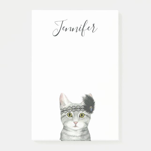 Füge Deinen Namen hinzu | Downton Cat Post-it Klebezettel (Vorderseite)
