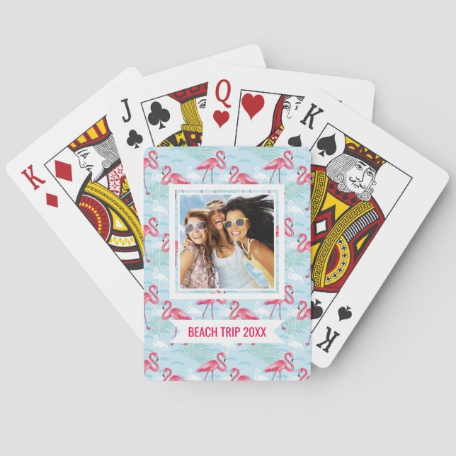 Füge Deinen Namen hinzu | Flamingo Pattern Spielkarten (Rückseite)