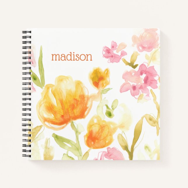 Füge Deinen Namen hinzu | Floral Song I Notizbuch (Vorderseite)