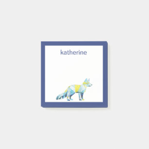 Füge Deinen Namen hinzu   Geometrisches Fox Post-it Klebezettel