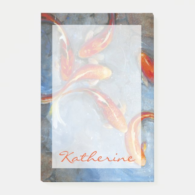 Füge Deinen Namen hinzu | Graceful Koi II Post-it Klebezettel (Vorderseite)
