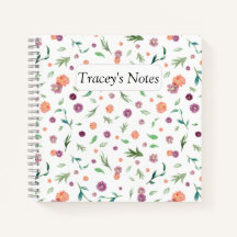 Füge Deinen Namen hinzu! Hübsches Blume-Notebook f