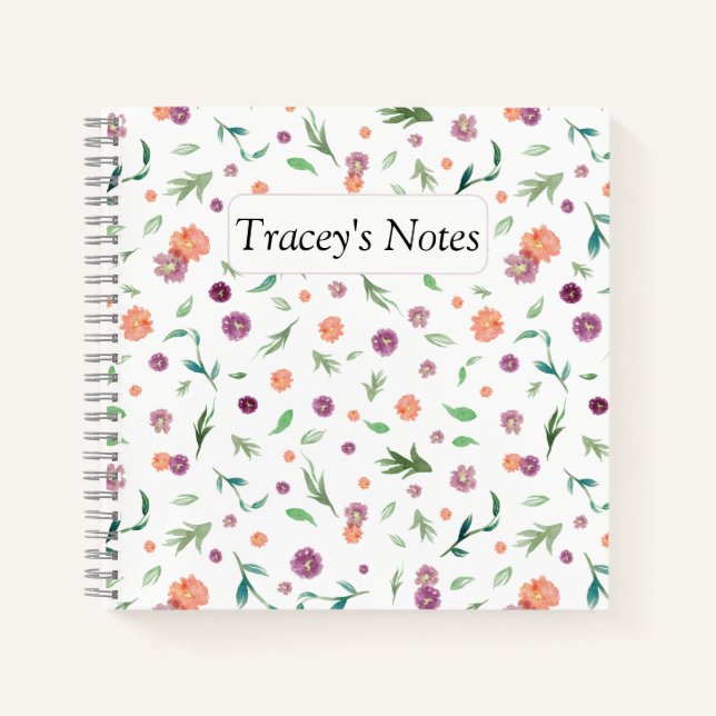 Füge Deinen Namen hinzu! Hübsches Blume-Notebook f Notizbuch (Vorderseite)