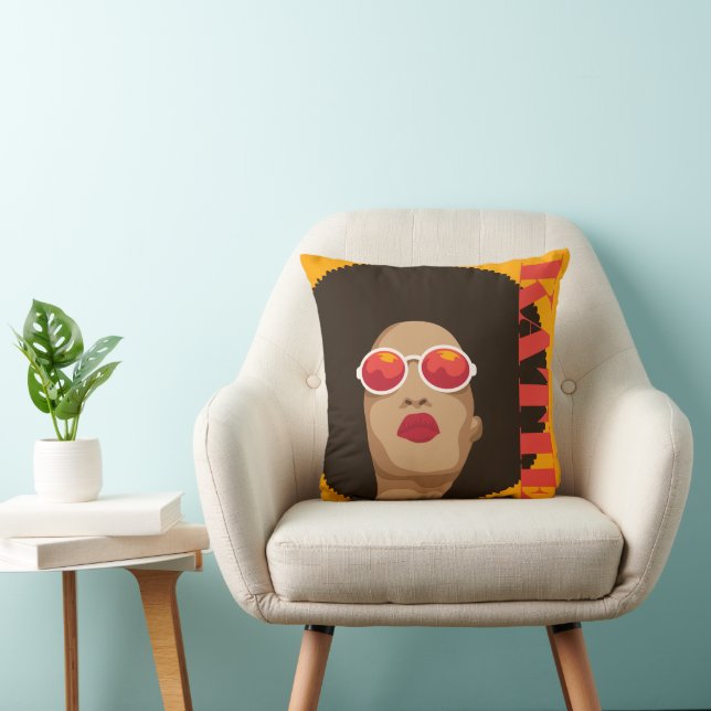 Füge Deinen Namen hinzu | Moderne Pop Art Girl Kissen (Stuhl )