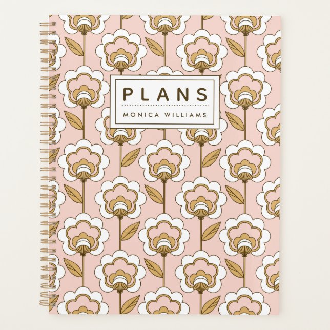 Füge Deinen Namen hinzu | Modernes Blumenmuster Mi Planer (Vorderseite)
