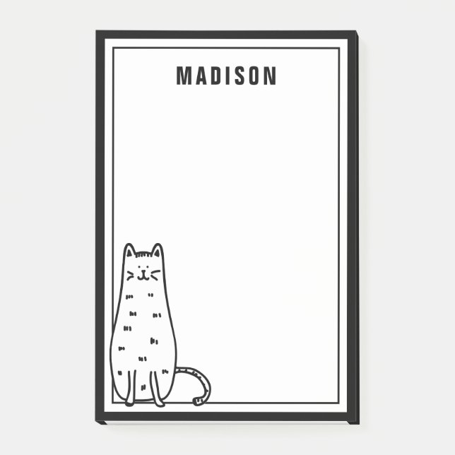 Füge Deinen Namen hinzu | Niedlich Kitty Cat Post-it Klebezettel (Vorderseite)
