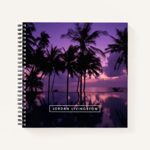 Füge Deinen Namen hinzu Palm Tree Reflection Notizbuch