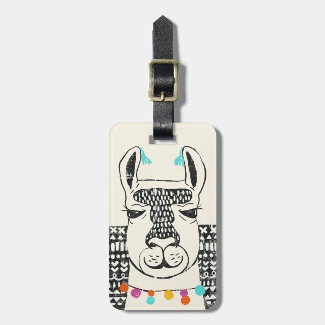 Füge Deinen Namen hinzu | Party Llama - Portrait Gepäckanhänger (Vorderseite vertikal)