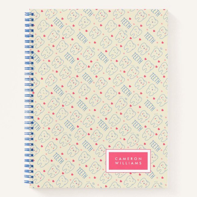 Füge Deinen Namen hinzu | Pastel Happy Teeth Patte Notizbuch (Vorderseite)
