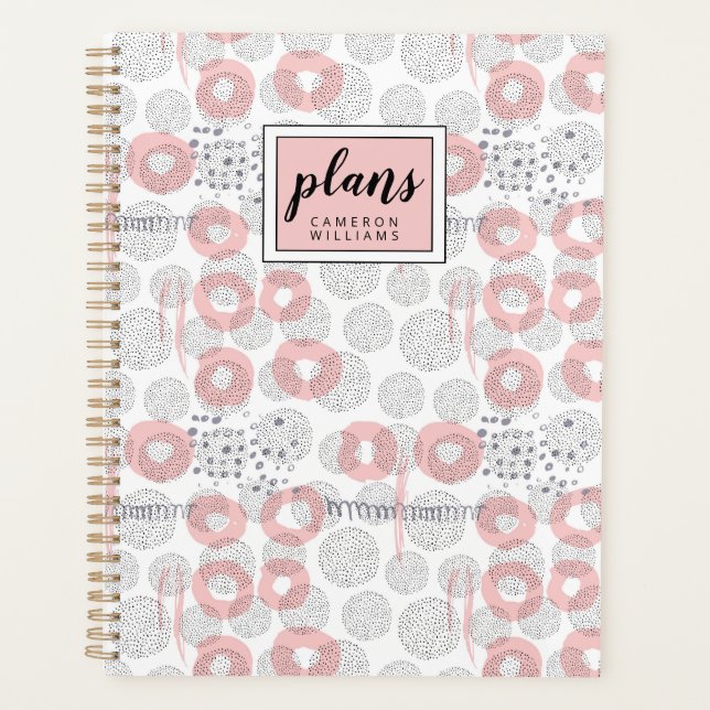 Füge Deinen Namen hinzu | Polka Dot Circle Pattern Planer (Vorderseite)