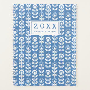 Füge Deinen Namen hinzu   Retro Scandinavian Blue Planer
