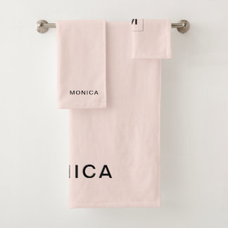 Füge Deinen Namen hinzu | Rosa Badhandtuch Set
