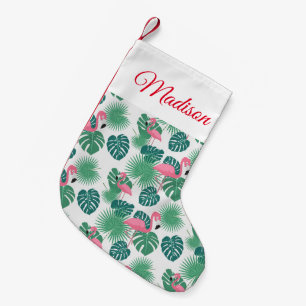 Füge Deinen Namen hinzu Rosa Flamingo Kleiner Weihnachtsstrumpf