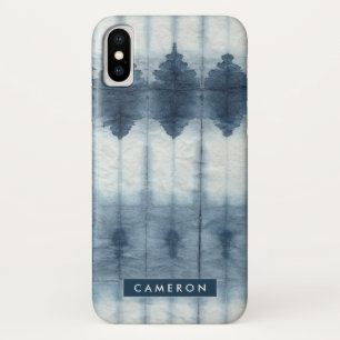 Füge Deinen Namen hinzu Shibori Indigio Print iPhone X Hülle