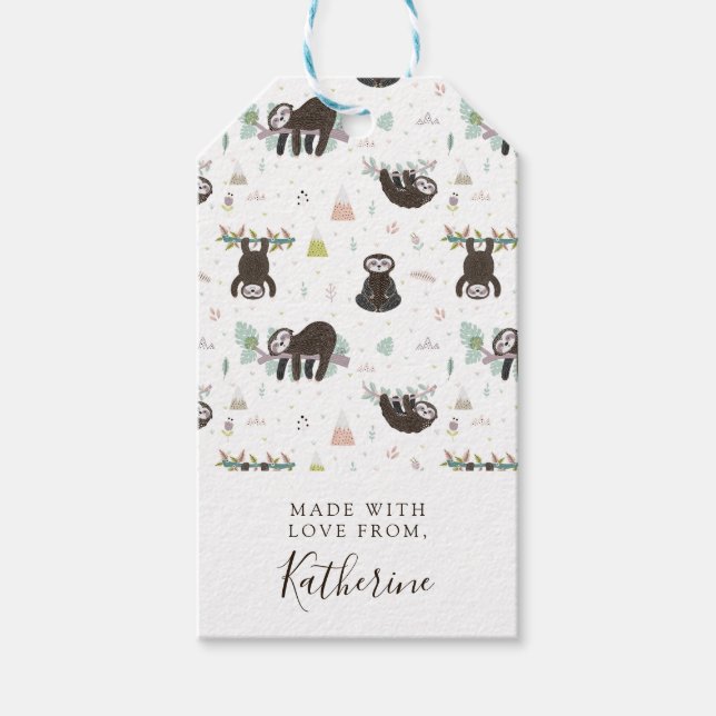 Füge Deinen Namen hinzu | Sleepy Sweet Sloth Patte Geschenkanhänger (Vorderseite)