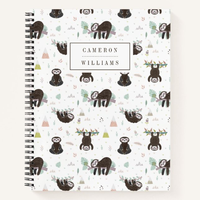 Füge Deinen Namen hinzu | Sleepy Sweet Sloth Patte Notizbuch (Vorderseite)