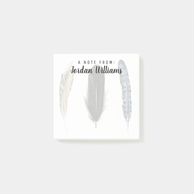 Füge Deinen Namen hinzu | Soft Feathers I Post-it Klebezettel (Vorderseite)