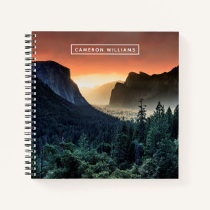 Füge Deinen Namen hinzu Sunrise Yosemite-Natio Notizbuch