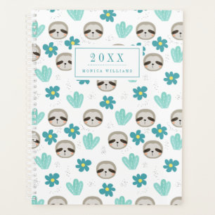 Füge Deinen Namen hinzu Sweet Sloth Floral Patt Planer