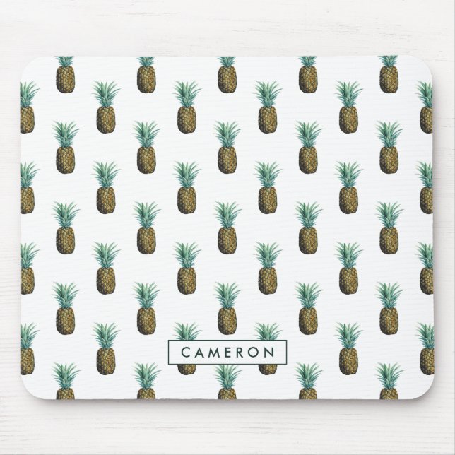 Füge Deinen Namen hinzu | Tropische Ananas Mousepad (Vorne)