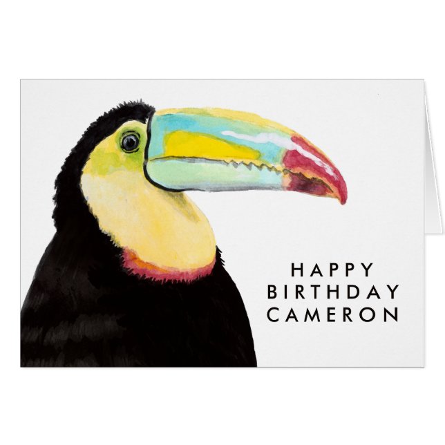 Füge Deinen Namen hinzu | Tropischer Toucan Bird (Vorderseite (Horizontal))
