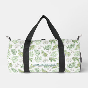 Füge Deinen Namen hinzu Waldgrün Muster Duffle Bag