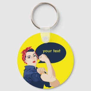 Füge eigenen Text zu Rosie the Riveter hinzu Schlüsselanhänger