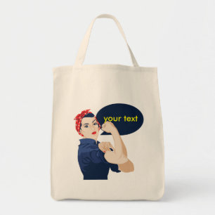 Füge eigenen Text zu Rosie the Riveter hinzu Tragetasche