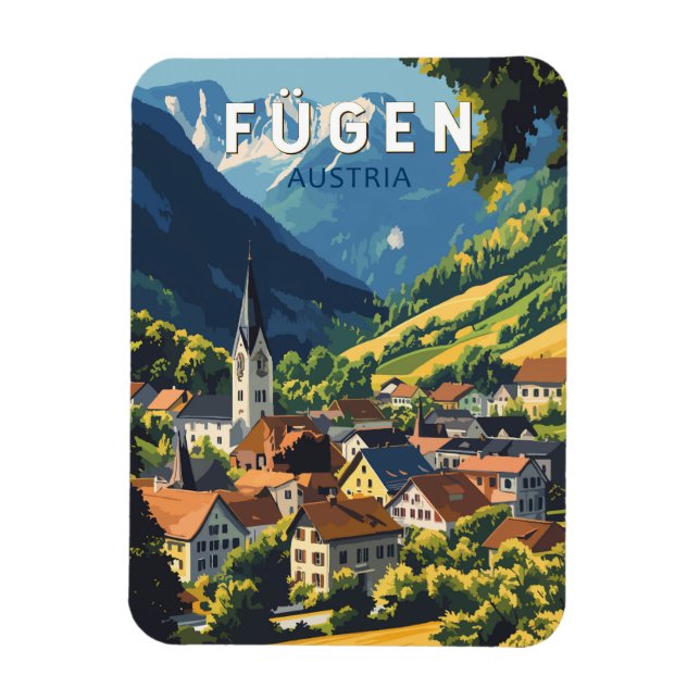 Fugen Austria Illustration Travel Art Vintag Magnet (Vertikal)