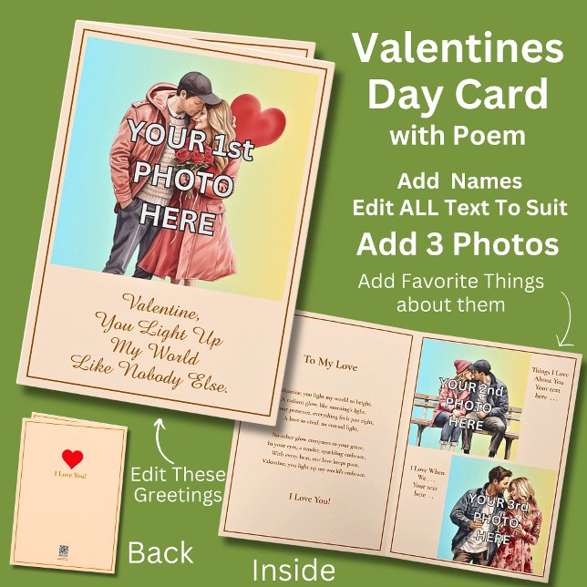 Fügen Sie 3 Foto hinzu, Sie erhellen meine Welt, V Karte (Von Creator hochgeladen)