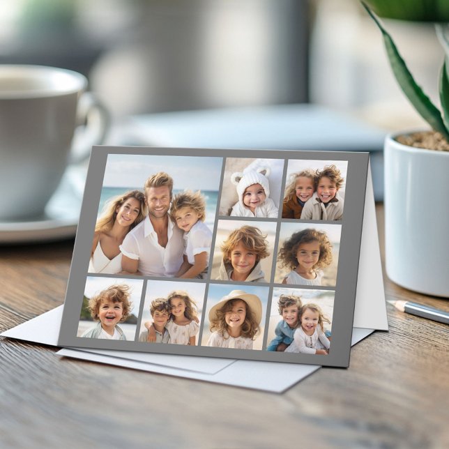 Fügen Sie 9 Ihrer Lieblings-Fotos zu diesem Raster Karte (Custom Folded Greeting Card)