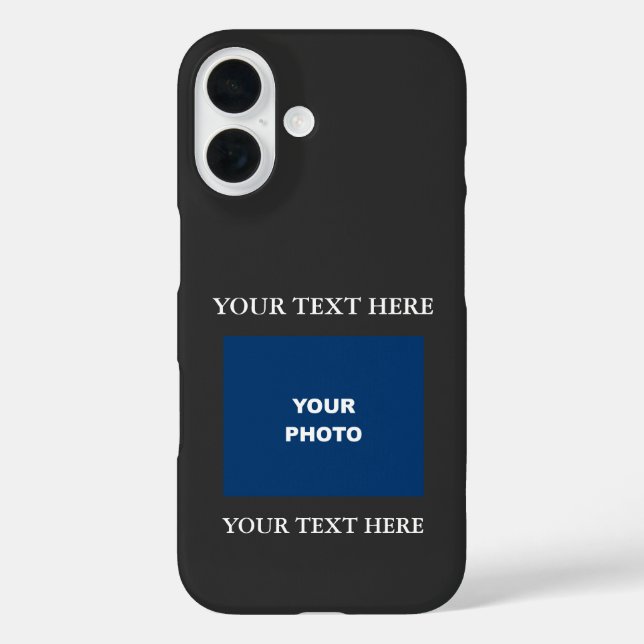 Fügen Sie das Foto-Bildlogo als Schwarz zum Hochla iPhone 16 Hülle (Rückseite)